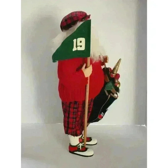 Vintage Golfing Santa Claus Figure Golf Bag Balls & 19th Hole Golf Flag XMAS - Picture 3 of 16